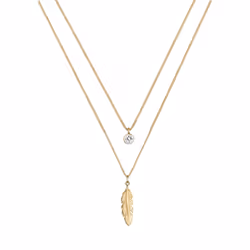 Elli by Julie & Grace Collier Femme Plume Boho Festival avec Cristal en Argent Sterling Or