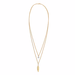 Elli by Julie & Grace Collier Femme Plume Boho Festival avec Cristal en Argent Sterling Or