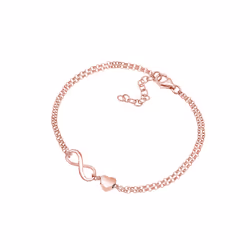 Elli by Julie & Grace Bracelet Coeur Infini Amour Bracelet Femme - (925/1000) Argent Or rose