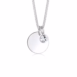 Elli by Julie & Grace Collier Femme Pierre de Naissance Cristal Argent, Collier matinée, Chaîne à maillons câblés, Femelle, A ...