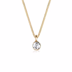 Elli by Julie & Grace Collier Femme Solitaire Cristal de Argent Or, Collier matinée, Chaîne à maillons câblés, Femelle, Argen ...