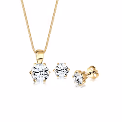 Elli by Julie & Grace Ensemble de Bijoux Cristaux Argent 925 Or, Boucles d'oreille, Collier, Argent, Argent, Cristal, 1 pièce ...