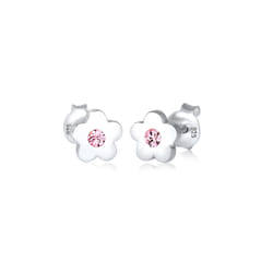Elli by Julie & Grace Boucles d'oreilles en argent sterling 925 pour enfants avec cristaux et fleur rose
