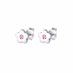 Elli by Julie & Grace Boucles d'oreilles en argent sterling 925 pour enfants avec cristaux et fleur rose