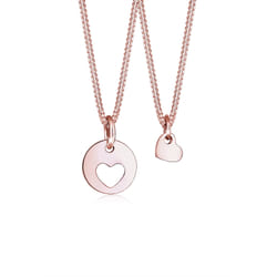 Elli by Julie & Grace Collier Femme Coeur Mère Enfant Amour en Argent Or Rose