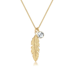 Elli by Julie & Grace Collier Femme Plume Cristal en Argent Sterling 925 Or