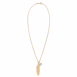 Elli by Julie & Grace Collier Femme Plume Cristal en Argent Sterling 925 Or