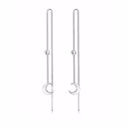 Elli by Julie & Grace Boucles d'Oreilles Solitaire Demi-Lune Astro Base Cristal 925 Argent, Femelle, Argent sterling, Argent