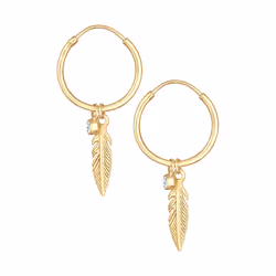 Elli by Julie & Grace Boucles d'Oreilles Creoles Plume Boho Boucles d'oreilles Femme - (925/1000) Argent Cristal Or