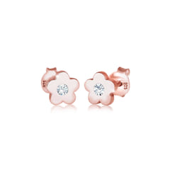 Elli by Julie & Grace Boucles d'Oreilles Fleur d'enfant rose en cristal Or en argent 925 Or rose