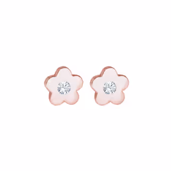 Elli by Julie & Grace Boucles d'Oreilles Fleur d'enfant rose en cristal Or en argent 925 Or rose