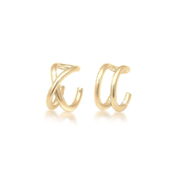 Elli by Julie & Grace Boucles d'Oreilles Ear Cuff Geo Base Minimal Femme - 925/1000 Argent Or