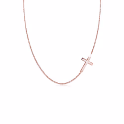 Elli by Julie & Grace Collier Femme Pendentif Croix Simplement en Argent Sterling 925 Or rose, Collier ras du cou, Chaîne à m ...
