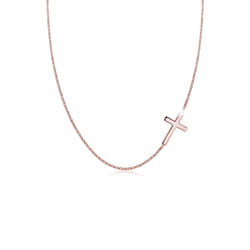 Elli by Julie & Grace Collier Femme Pendentif Croix Simplement en Argent Sterling 925 Or rose