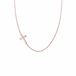 Elli by Julie & Grace Collier Femme Pendentif Croix Simplement en Argent Sterling 925 Or rose
