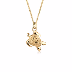 Elli by Julie & Grace Collier Femme Pendentif Tortue - (925/1000) Argent Or, Collier matinée, Chaîne à maillons câblés, Plage ...