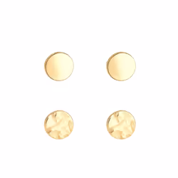 Elli by Julie & Grace Boucles d'Oreilles Bouchon Battu Lisse Geo Boucles d'oreilles Femme - (925/1000) Argent Or