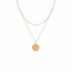 Elli by Julie & Grace Collier Femme Assiette Monnaie avec Cristaux en Argent Sterling 925, Collier multi-rangs, Chaîne à mail ...