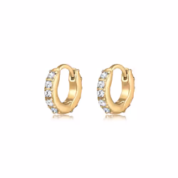 Elli by Julie & Grace Boucles d'Oreilles Femme Creole gantes Scintillantes avec Cristaux en Argent Sterling 925 Or, Femelle, ...