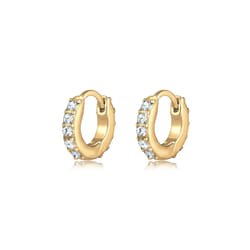 Elli by Julie & Grace Boucles d'Oreilles Femme Creole gantes Scintillantes avec Cristaux en Argent Sterling 925 Or