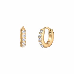 Elli by Julie & Grace Boucles d'Oreilles Femme Creole gantes Scintillantes avec Cristaux en Argent Sterling 925 Or