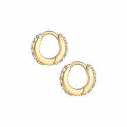 Elli by Julie & Grace Boucles d'Oreilles Femme Creole gantes Scintillantes avec Cristaux en Argent Sterling 925 Or
