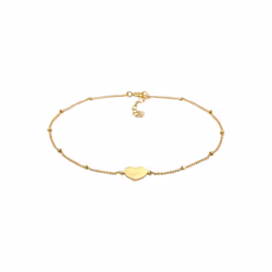 Elli by Julie & Grace Bracelet de cheville réglable en forme de coeur, bracelet de cheville, femme Argent, Or, Chaîne à maill ...