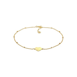 Elli by Julie & Grace Bracelet de cheville réglable en forme de coeur, bracelet de cheville, femme Argent, Or