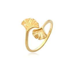 Elli by Julie & Grace Bague Femme Motif de la Feuille de Gingko Tendance en Argent Sterling 925 Or