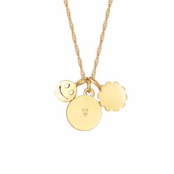Elli by Julie & Grace Collier Pendentif Disque de Fleurs Smiley Lettre L en Argent Sterling 925 Or
