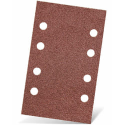 Red Feuilles abrasives auto-agrippantes, 133 x 80 mm, 8 trous, p. Ponceuses vibrantes, Corindon normal (Lot de 50) G150 - Menzer
