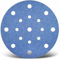 Blue Disques abrasifs auto-agrippants, 150 mm, 17 trous, p. Ponceuses excentriques, Corindon de zirconium (Lot de 25) G40 - Menzer