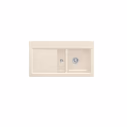 Evier 1 cuve et demi  Subway 60 100 x 51 cm egouttoir a gauche Ivory CeramicPlus avec vidage automatique