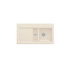 Evier 1 cuve et demi  Subway 60 100 x 51 cm egouttoir a gauche Ivory CeramicPlus avec vidage automatique