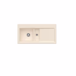Evier 1 cuve et demi  Subway 60 100 x 51 cm egouttoir a droite Ivory CeramicPlus avec vidage automatique