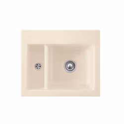 Evier 1 cuve et demi  Subway 60 XM 62 x 51 cm sans egouttoir Ivory CeramicPlus avec vidage manuel