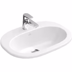 Vasque encastrée pour plan de toilette ou meuble de salle de bains avec trop-plein pour mitigeur 3 trous trou central percé p ...