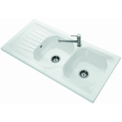 Villeroy&boch - Evier 2 bacs windsor plus - Dimensions : 120x 60 cm - En céramique - Blanc brillant - Avec égouttoir