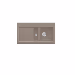 Evier 1 cuve et demi  Subway 60 100 x 51 cm egouttoir a gauche Timber CeramicPlus avec vidage manuel