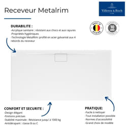 Receveur 100 x 70 x 4,8 villeroy et boch Architectura Metalrim acrylique rectangle blanc