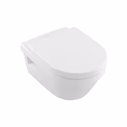 Description générale Pack WC suspendu Architectura comprenant une cuvette sans bride en céramique et un abattant amovible à d ...