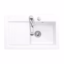 Description générale Évier en céramique Subway Pure 45 de Villeroy et Boch, alliant design moderne et fonctionnalité, conçu p ...