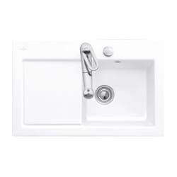 Evier 1 bac avec egouttoir a gauche villeroy et boch Subway Pure 45 78 x 51 cm Blanc vidage automatique inclus