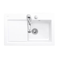 Evier 1 bac avec egouttoir a droite villeroy et boch Subway Pure 45 78 x 51 cm Blanc vidage automatique inclus