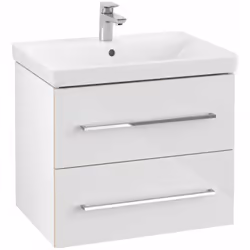 Meuble bas sous vasque couleur : Crystal White - blanc brillant dimensions : 630 x 514 x 452 mm (lxhxp) matériau : plaques de ...