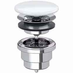 Bonde à écoulement libre adapté pour lavabo sans trop-plein avec couvercle en céramique couleur : blanc alpin diamètre de la  ...