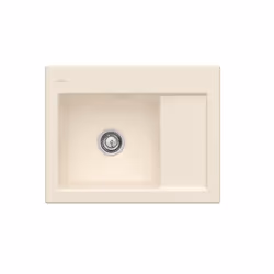 Evier 1 bac  Subway 45 Compact 65 x 51 cm egouttoir a droite Ivory CeramicPlus avec vidage automatique
