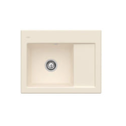 Evier 1 bac  Subway 45 Compact 65 x 51 cm egouttoir a droite Ivory CeramicPlus avec vidage automatique