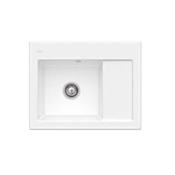 Evier 1 bac  Subway 45 Compact 65 x 51 cm egouttoir a droite Blanc CeramicPlus avec vidage automatique