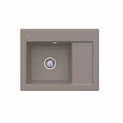 Evier 1 bac  Subway 45 Compact 65 x 51 cm egouttoir a droite Timber CeramicPlus avec vidage automatique